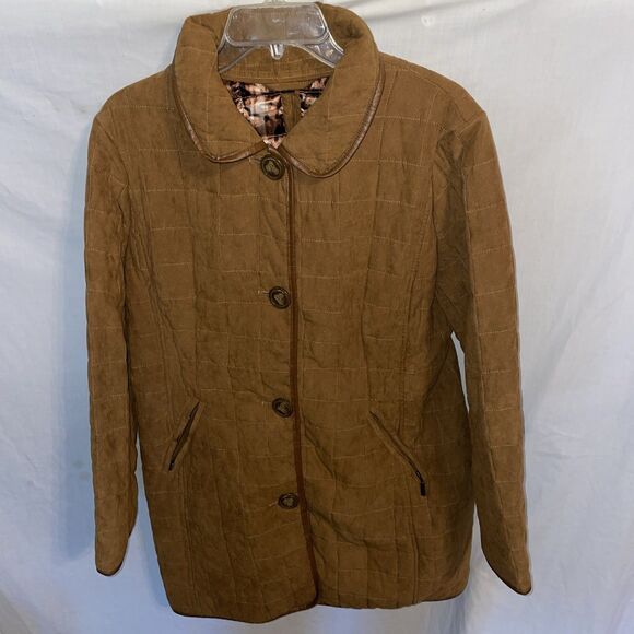 Pamela McCoy Women’s Quilted Coat Size Large Brown Outdoors Going Out Party Warm - Picture 1 of 12